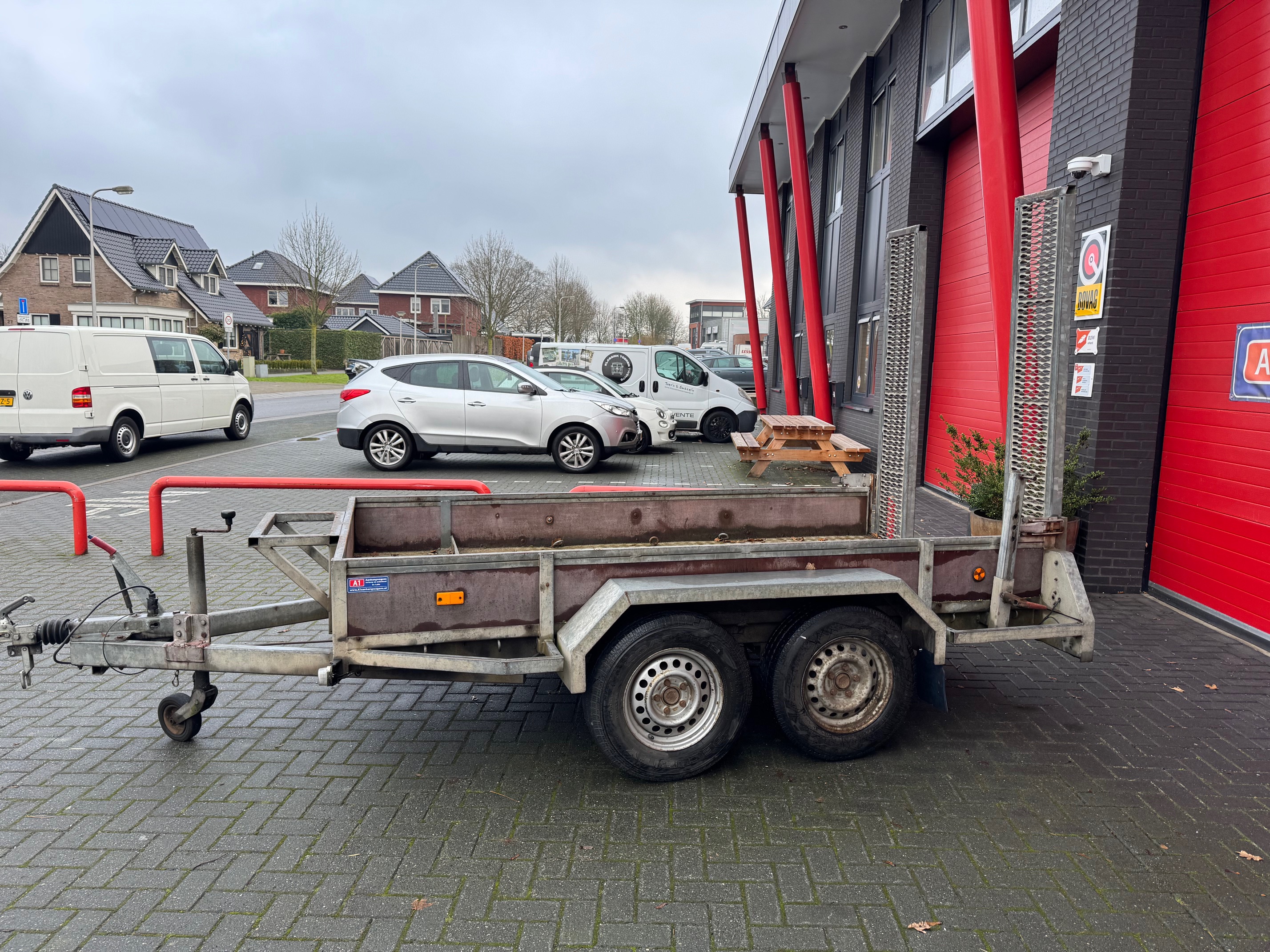 Peters dubbel-as houten machinetransporter 2700kg